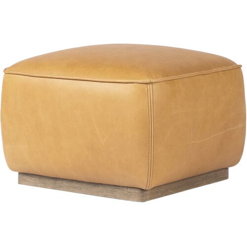 Janessa Square Ottoman, Palermo Butterscotch Leather