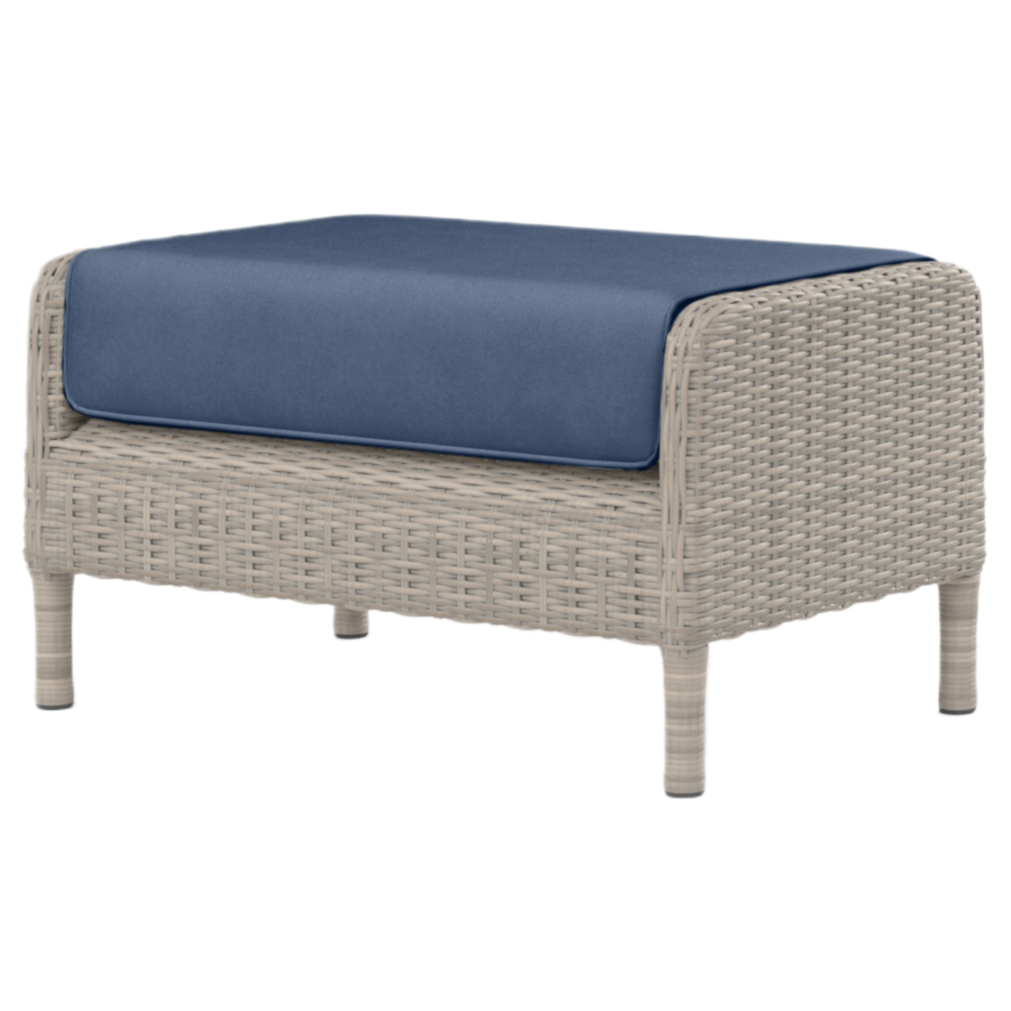 Zuri Outdoor Cocktail Ottoman, Blue/White Stripe | One Kings Lane