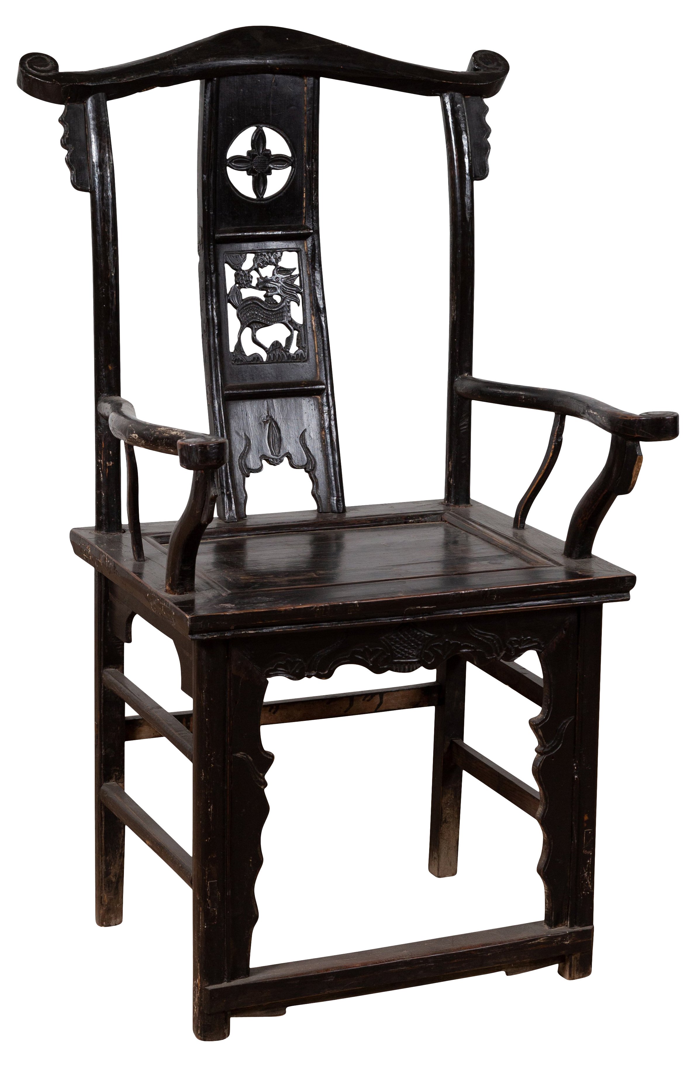 Chinese Elm Dark Patina Dengguayi Chair~P77555622