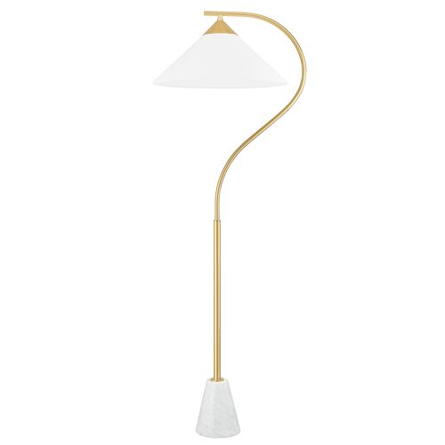 Pavo Carrara Marble Floor Lamp, White/Aged Brass Pavo Carrara Marble Floor Lamp, White/Aged Brass