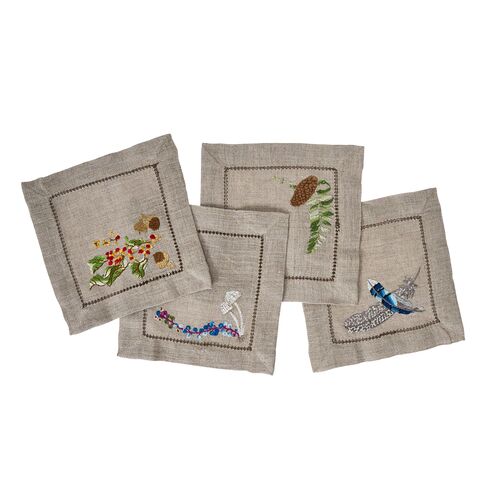 S/4 Forest Walk Assorted Cocktail Napkins, Multi