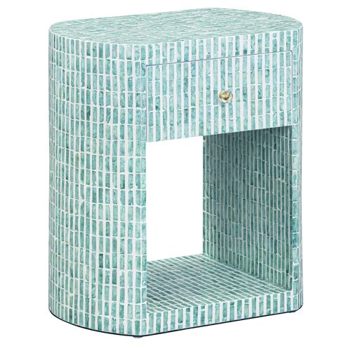 Wistara 20" Capiz Shell Nightstand, Blue Wistara 20" Capiz Shell Nightstand, Blue