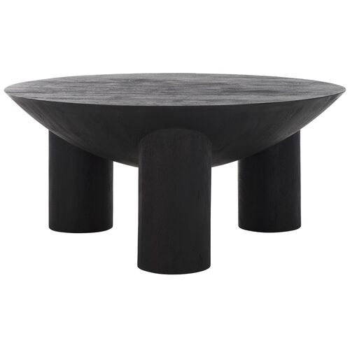 Niamh Round Wood Coffee Table, Black