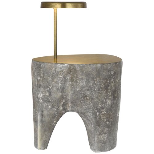 Lega 36" Sculpted Side Table Reading Floor Lamp, Eclipse/Museum Brass