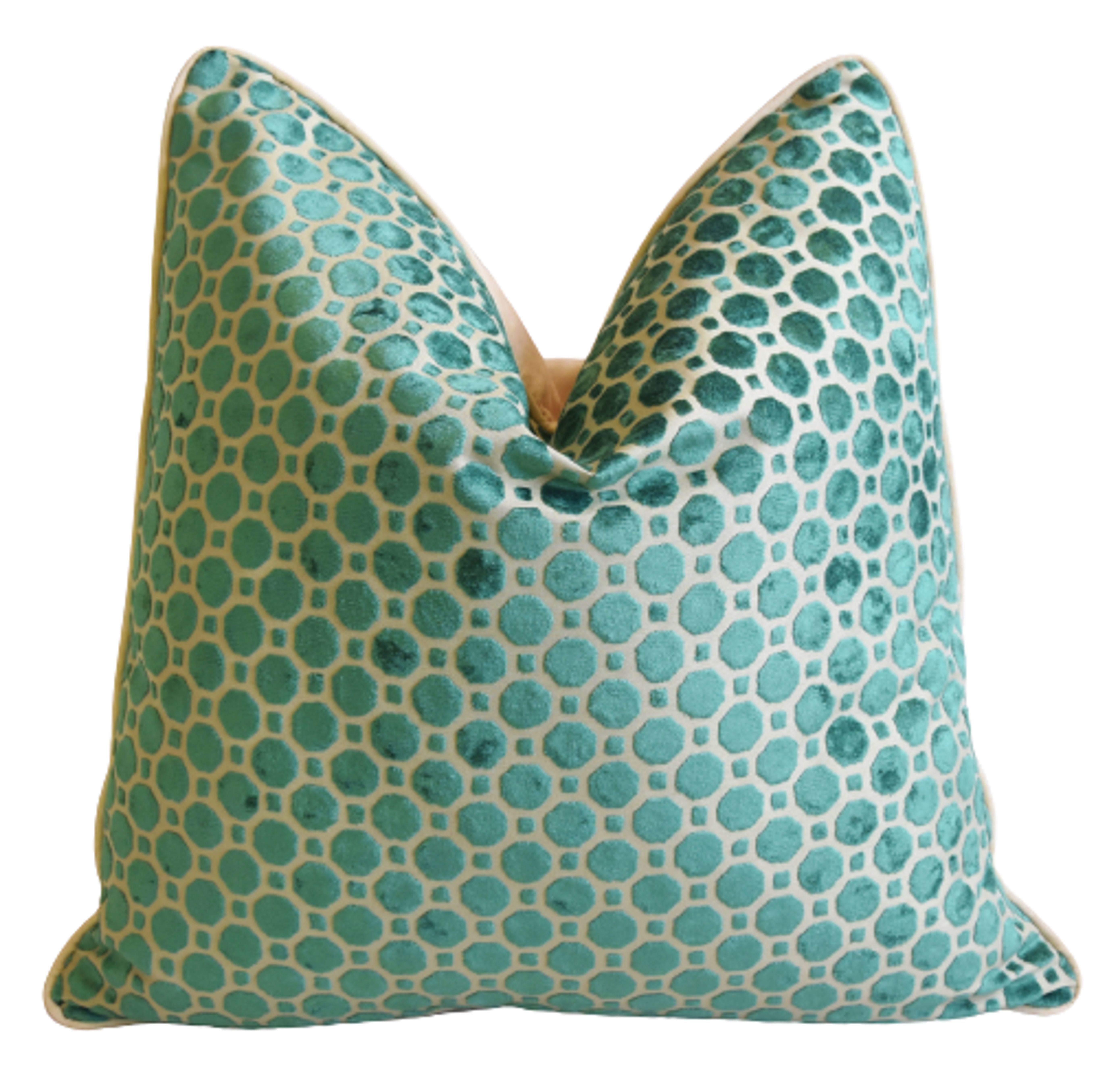 Emerald Green Geometric Velvet Pillow~P77648387