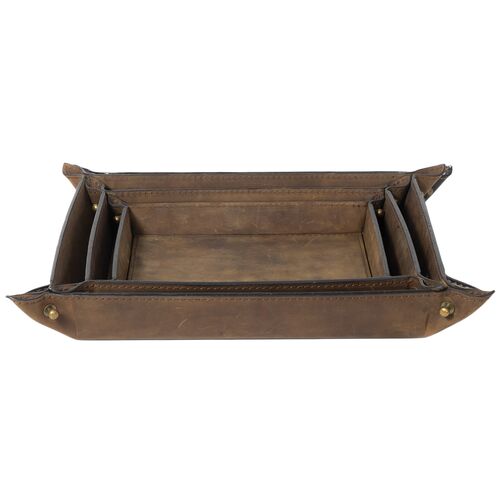 Derby Leather Tray Set
