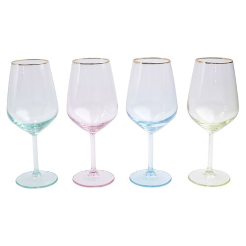 Asst. of 4 Rainbow Wineglasses, Clear~P77580678