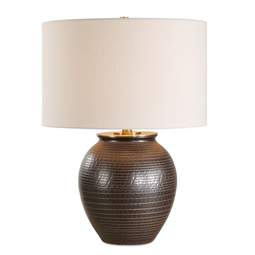 Hadley Ceramic Table Lamp, Black/Bronze