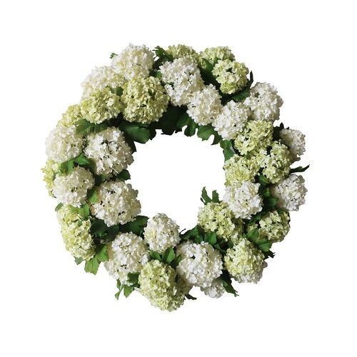 24" Snowball Florals, White/Green