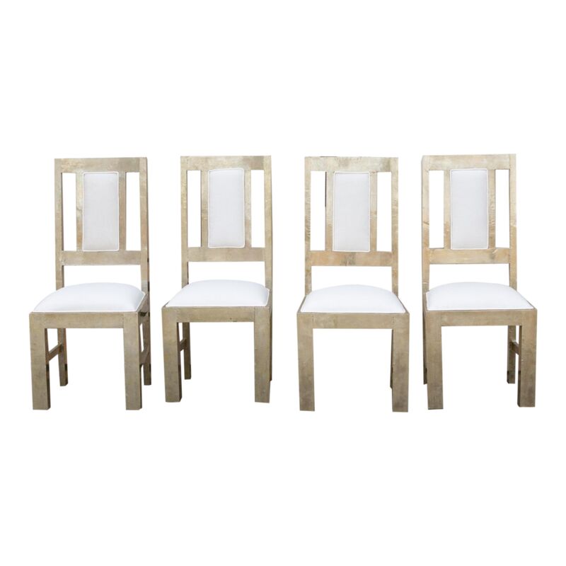 Vintage Set of Four Silver Dining Chairs