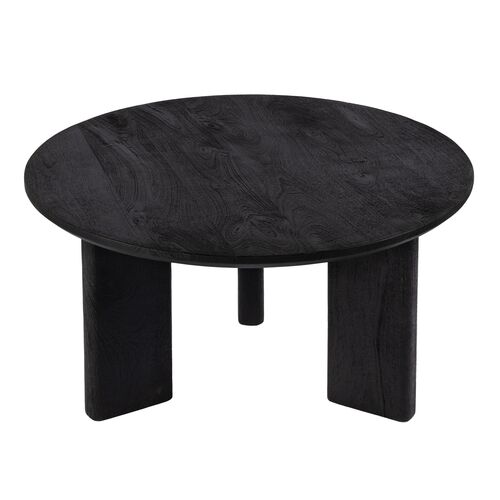 Henry Round Wood Coffee Table, Black