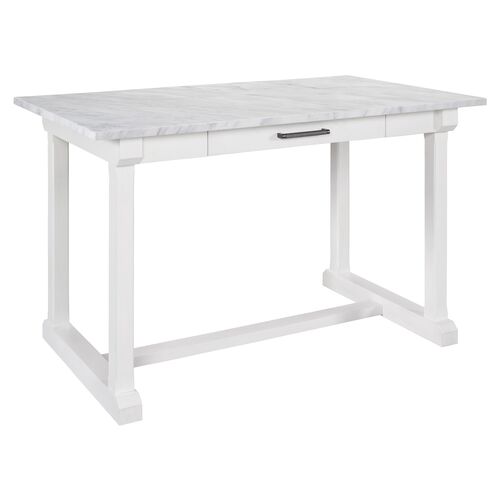 Kyra 60" Stone Counter Table, White~P77633938