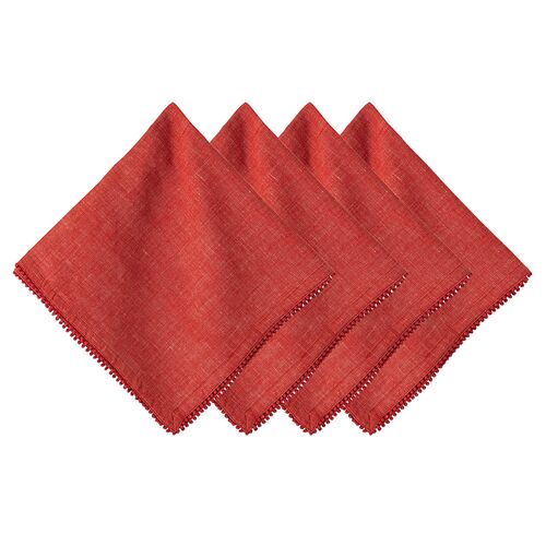 S/4 Berry Trim Napkins, Red