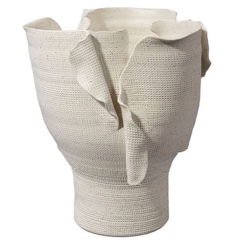 Torn Wide Porcelain Vessel, White