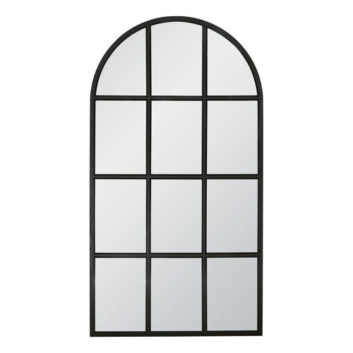 Gertrude Arched Leaner Floor Mirror, Matte Black Oak