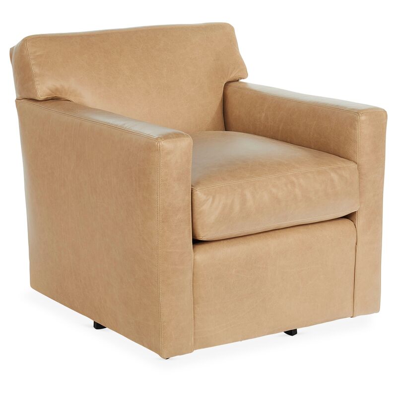 Kelton Swivel Chair, Oatmeal Leather