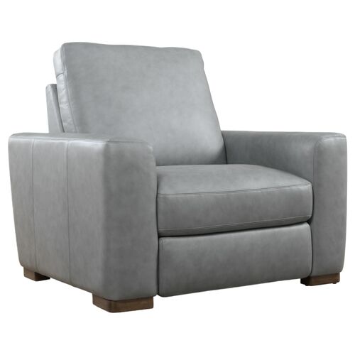 Optimus Small Leather Power Recliner with Power Headrest, Gray Optimus Small Leather Power Recliner with Power Headrest, Gray