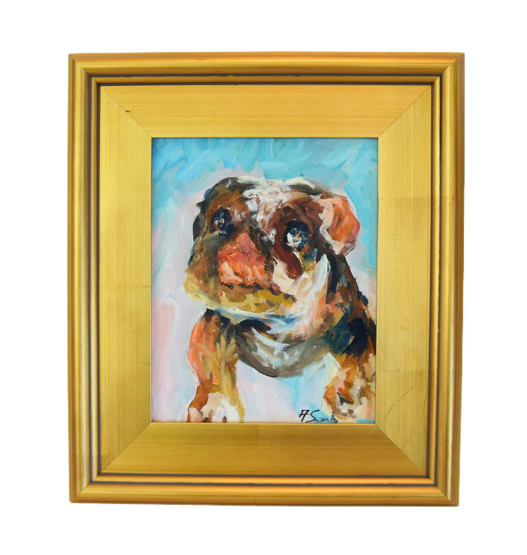 Impressionist Bulldog Portrait Painting~P77687418