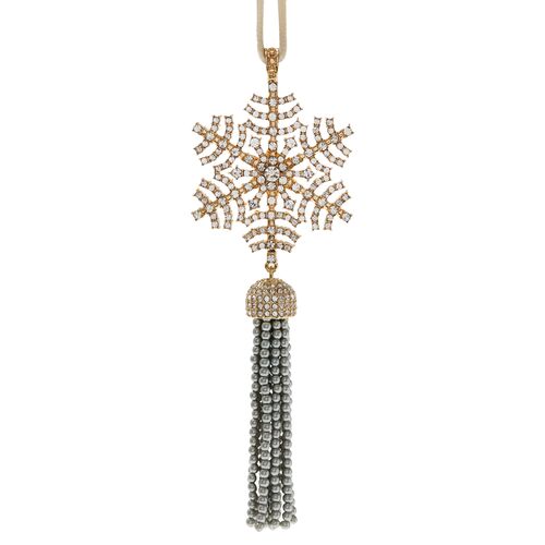 Snowflake Tassel Ornament, Gold/Gray~P77553741