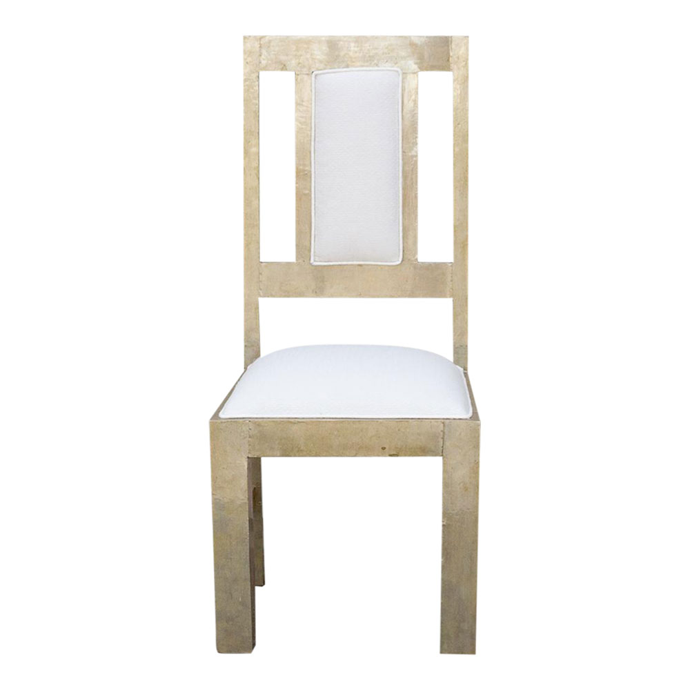 Vintage Silver Linen Dining Chair~P77654827