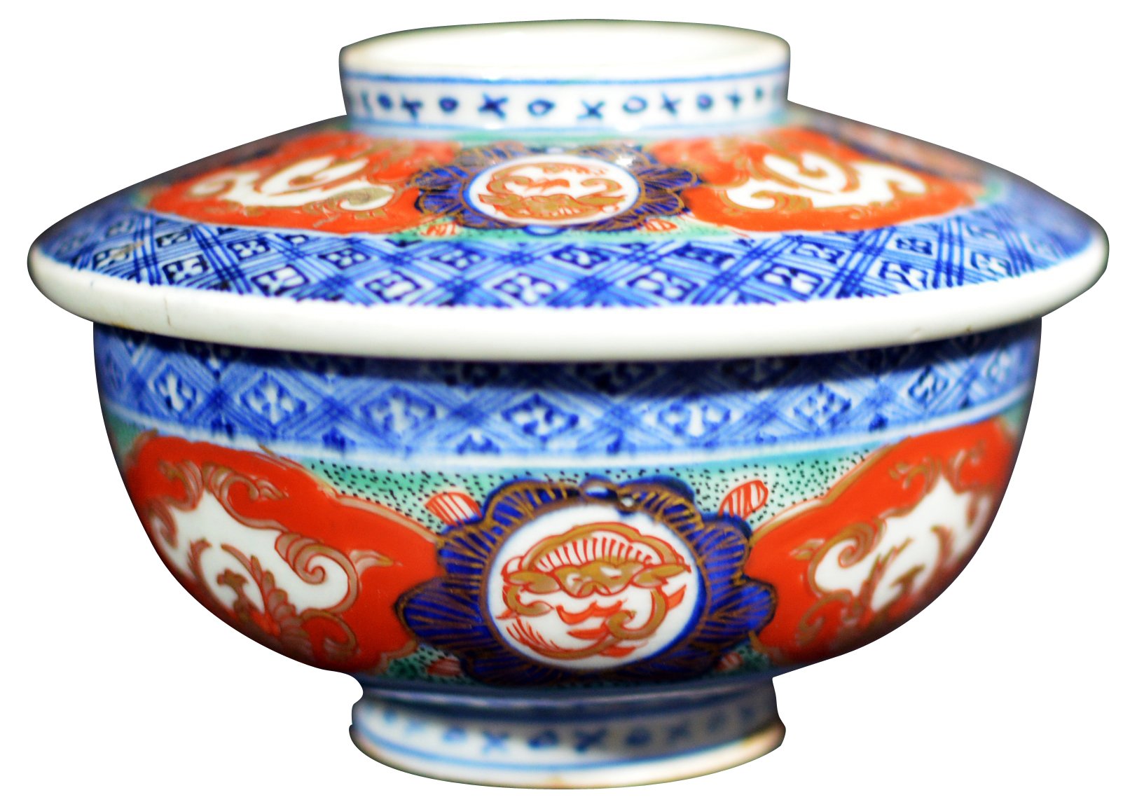 Antique Japanese Imari Bowl w/ Cover~P77300438