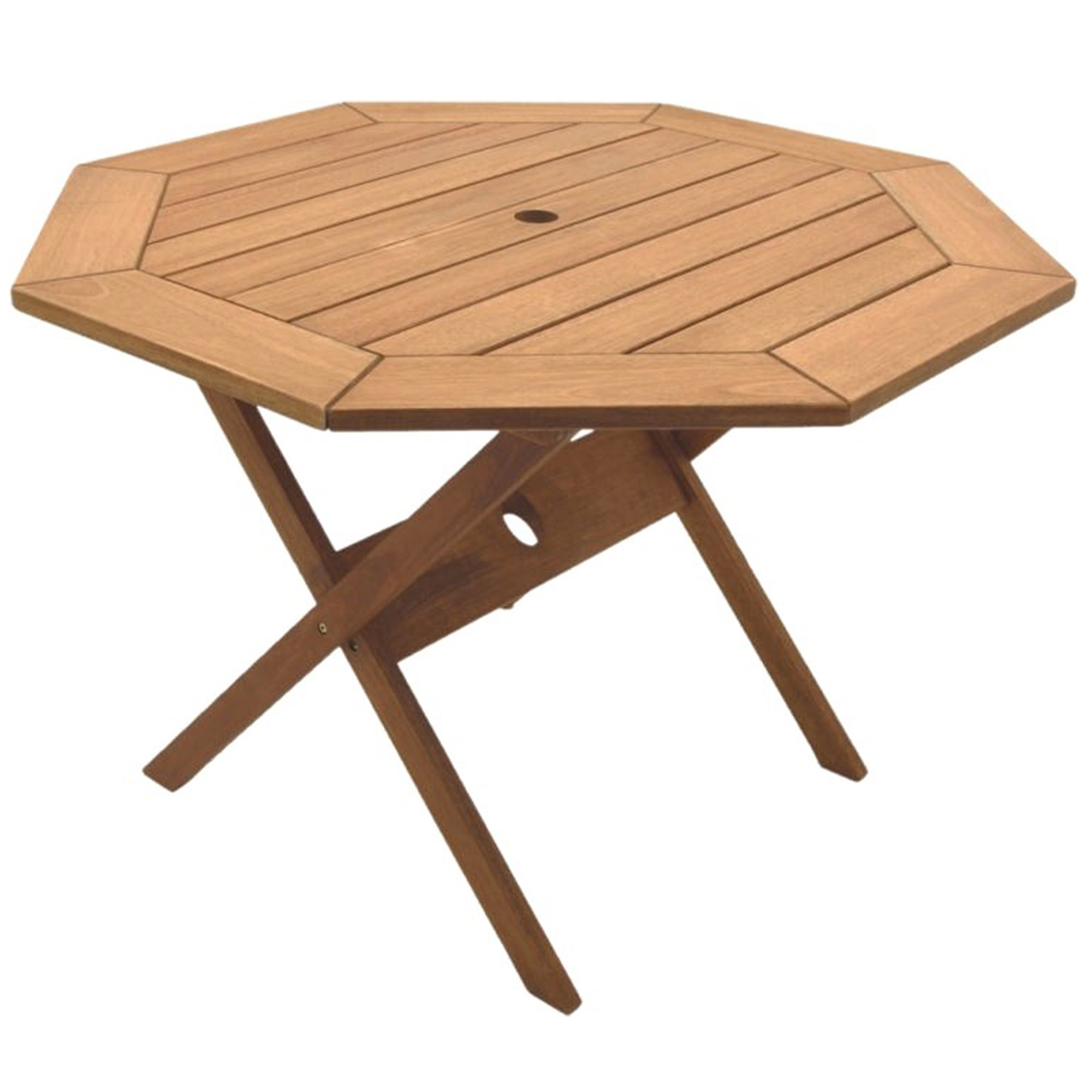 Samos Folding Outdoor Eucalyptus Octagonal Dining Table, Natural