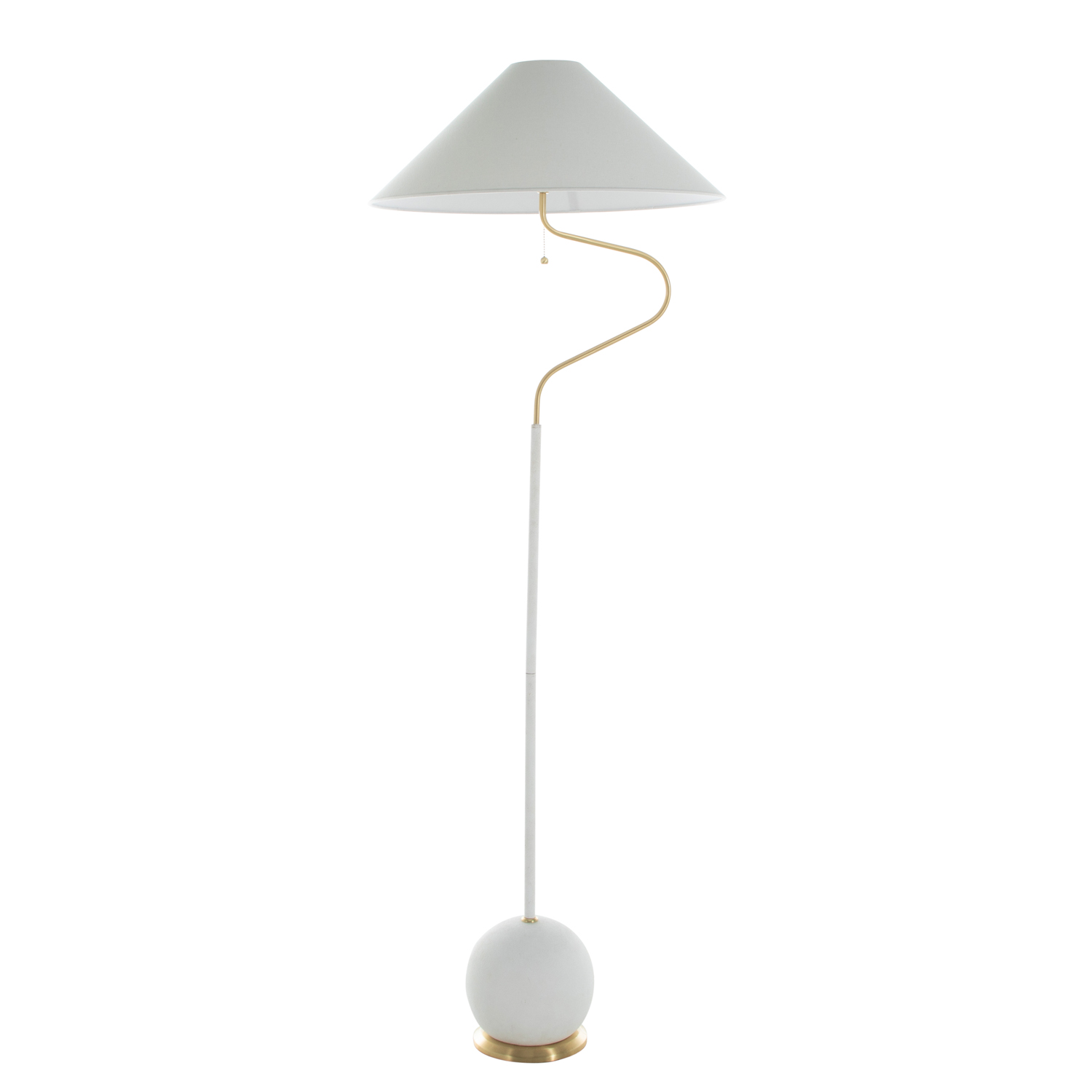 Lombard Curved Floor Lamp, Plaster White/Gold