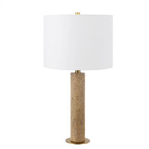 Kolleen 25" Travertine Table Lamp, Beige