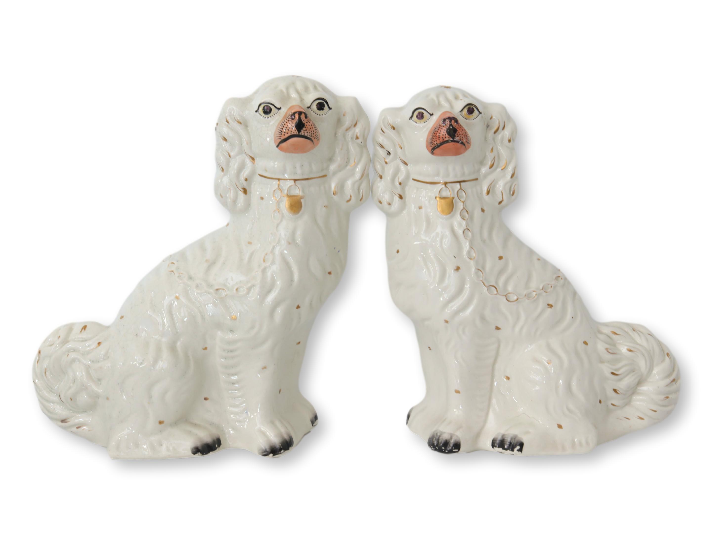 19th-C. Staffordshire King Charles Dogs~P77672414