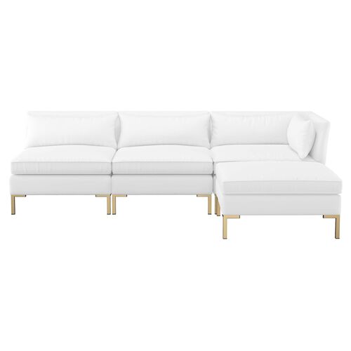 Modern White Leather Sectional