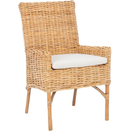 Fiore Rattan Accent Chair, Natural/White~P77648091