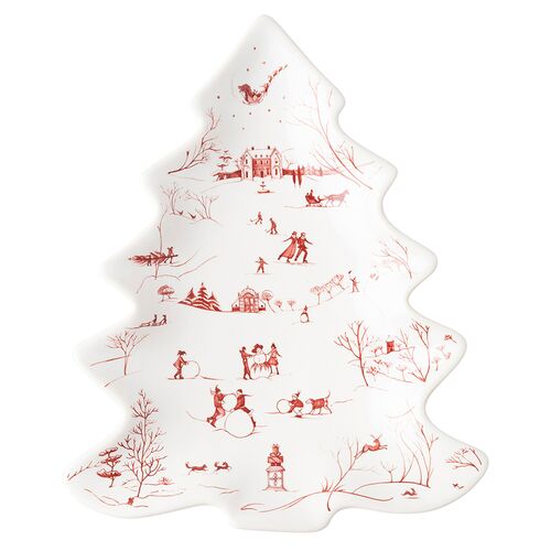 Country Estate Winter Frolic 10" Tree Tray, Ruby