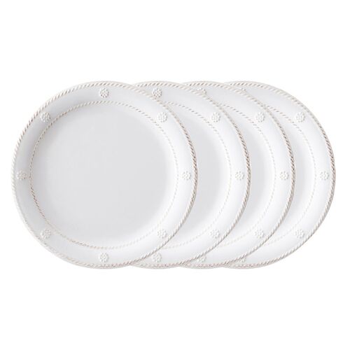 S/4 Berry & Thread Melamine Dessert/Salad Plates, Whitewash