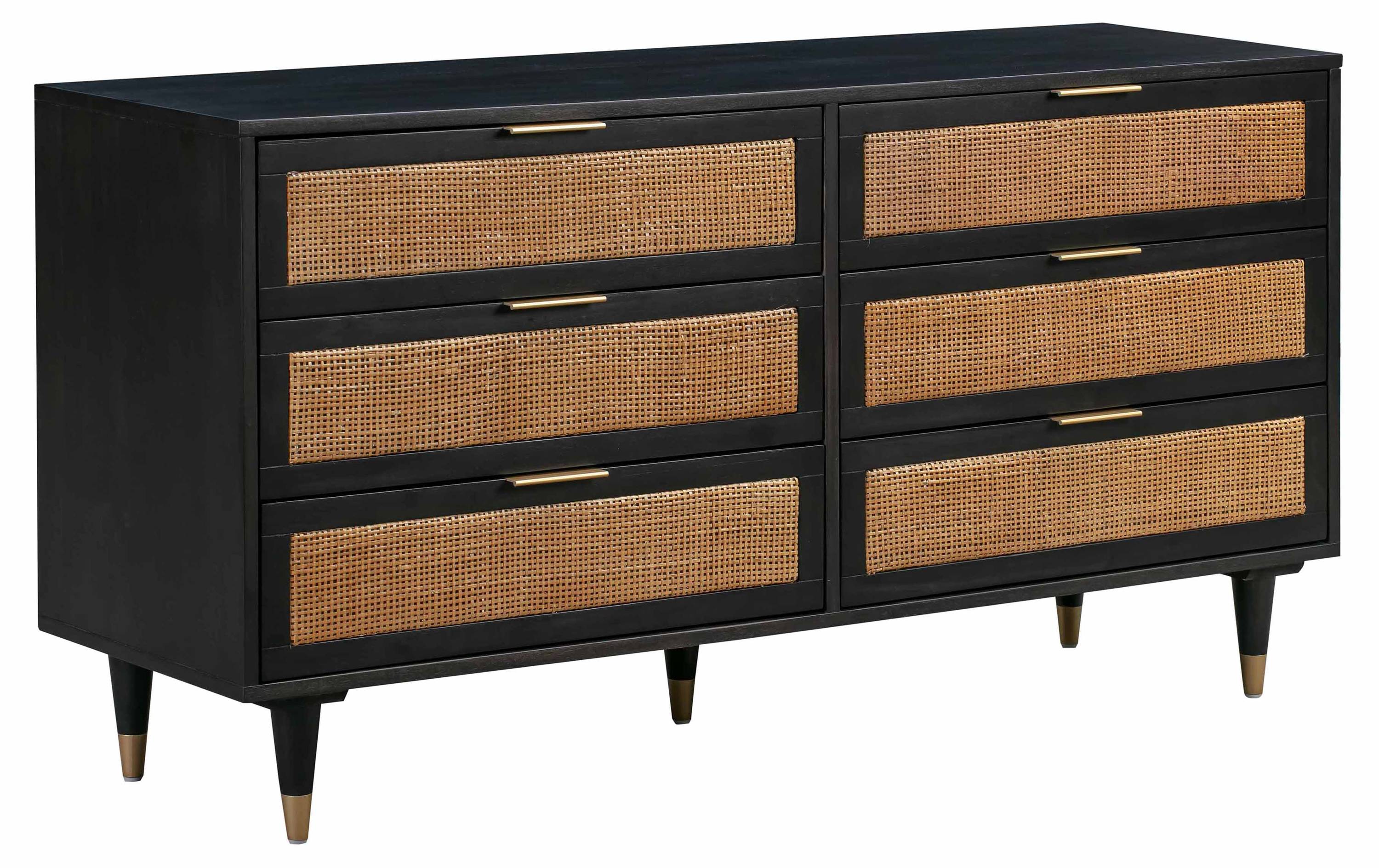 black dresser with cane webbing Dresser/ Buffet / Credenza in Jet Black by Wise Owl Paint with Rattan   Dove and Arrow