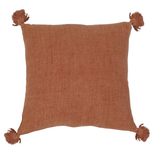 Montauk 20x20 Tassel Pillow, Terracotta Linen~P77501753