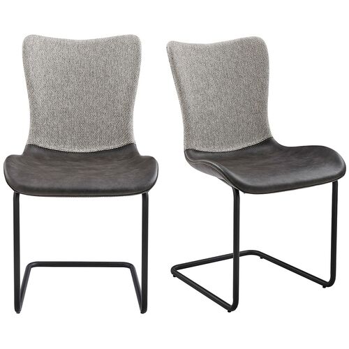 S/2 Leah Side Chairs, Light Gray/Dark Gray~P77647689