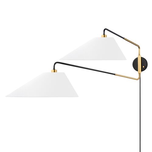 Duo 22" Plug-in Wall Sconce, Aged Old Bronze Duo 22" Plug-in Wall Sconce, Aged Old Bronze