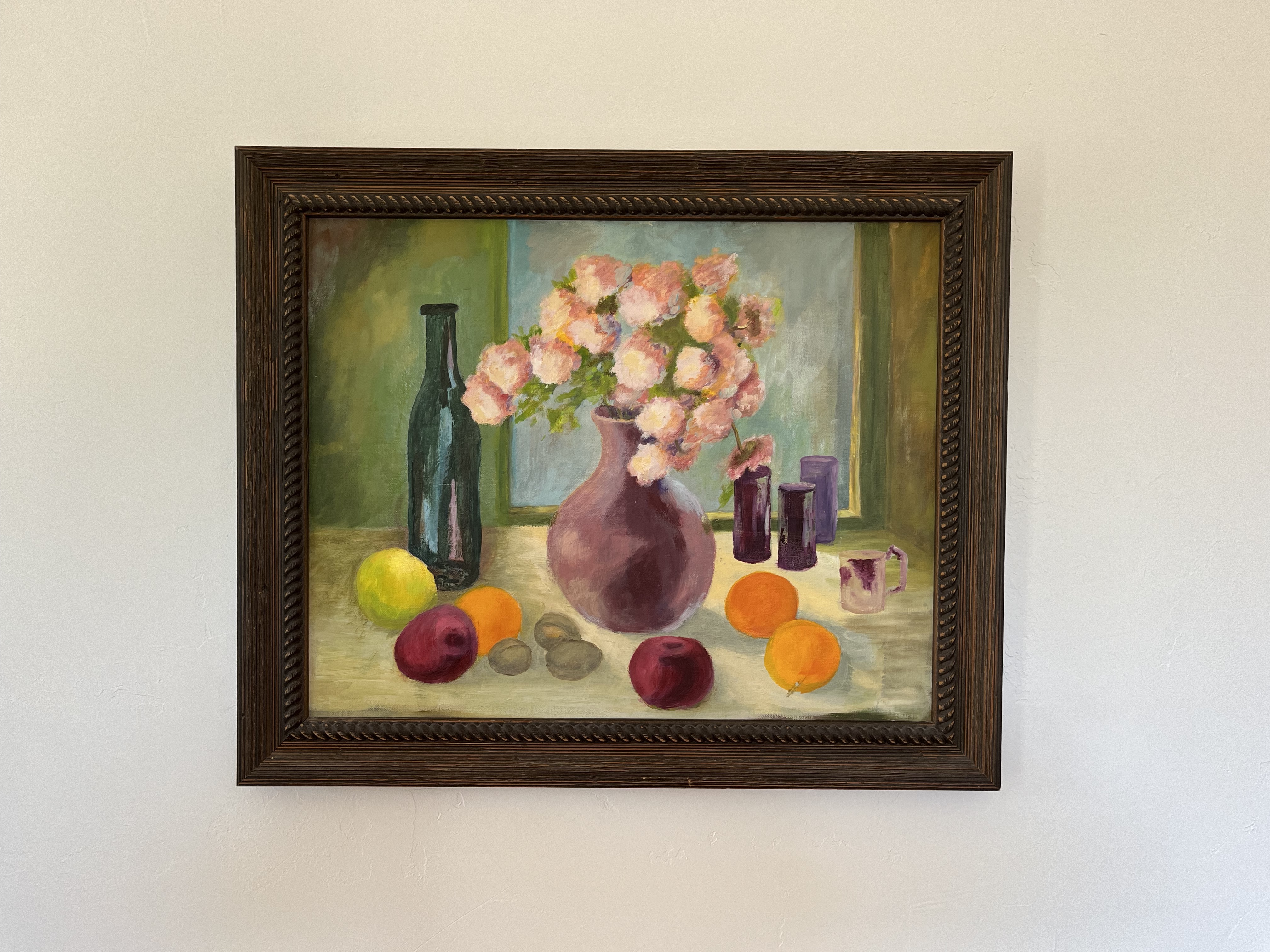Midcentury Floral Still Life Oil~P77692949