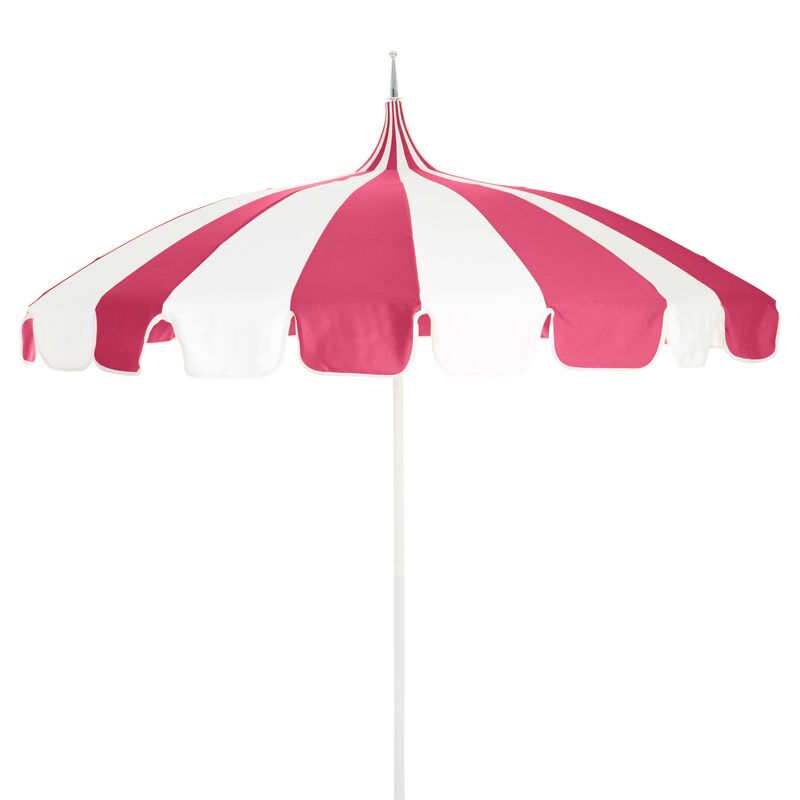 Aya Pagoda Patio Umbrella, Hot Pink/White