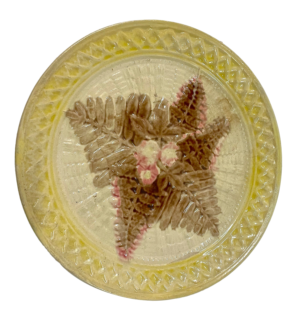Majolica Fern Leaf & Basket Weave Plate~P77623474
