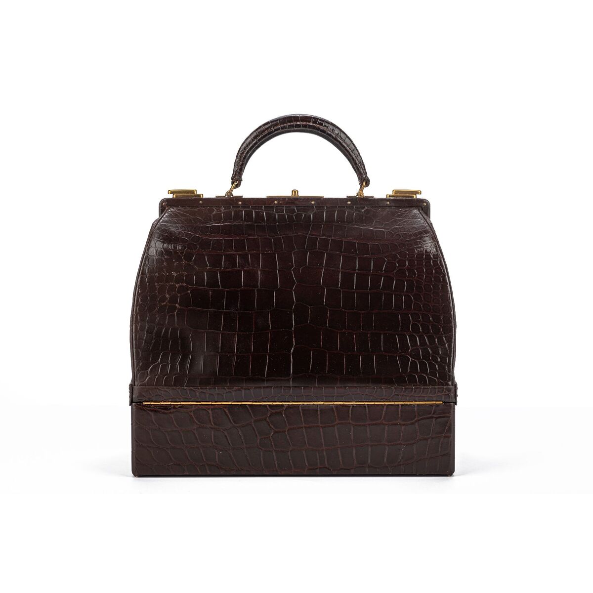 Hermes LG Vintage Brown Croc Doctor Bag - Vintage Lux