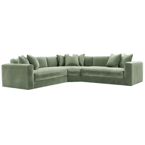 Hadley Velvet 3-Pc Corner Sectional