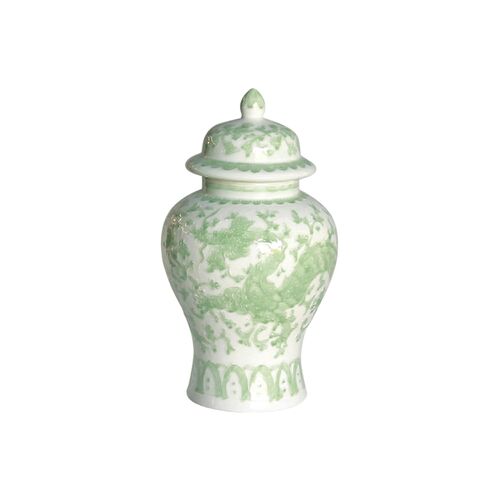 19" Dragon Lotus Temple Jar, Green/White~P77266927
