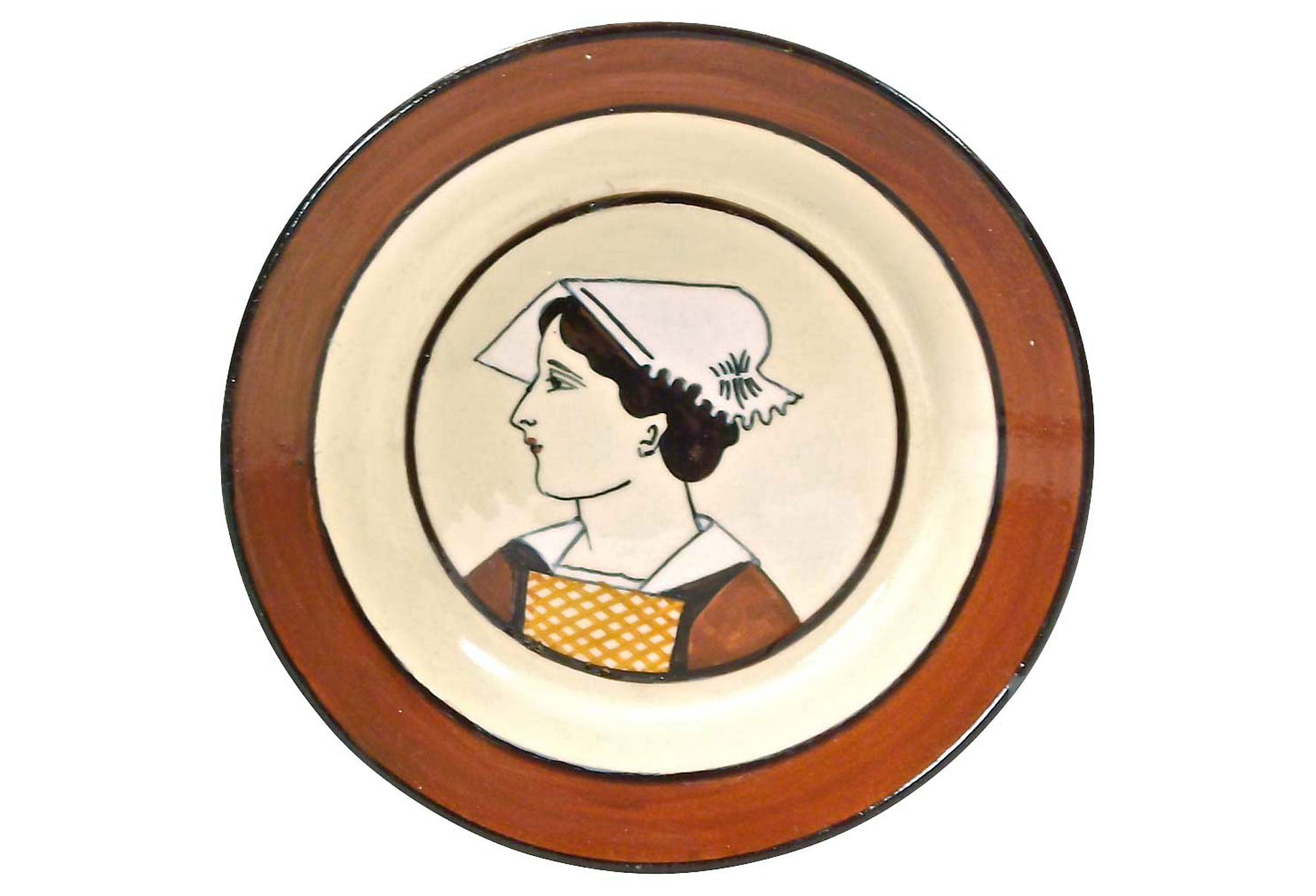 Antique French Quimper Maiden Plate~P76751829