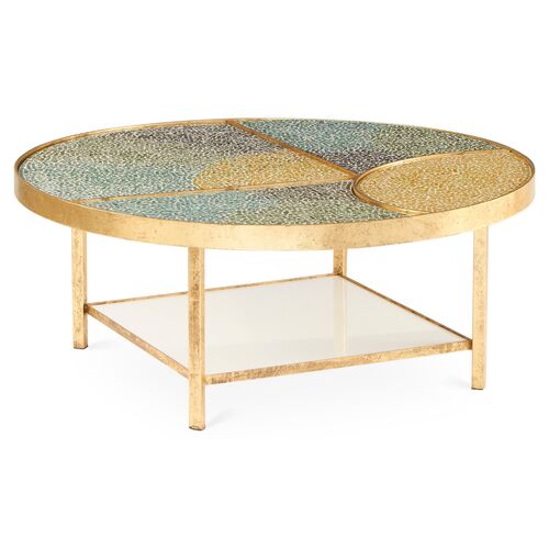 Tide Round Tile Coffee Table, Blue/Multi~P77208353