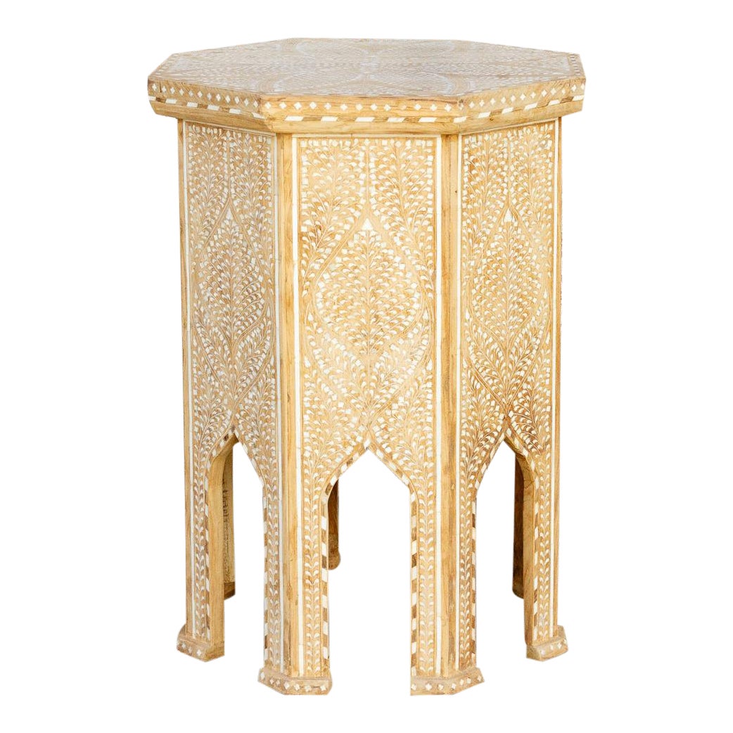 Bleached Tall Inlaid End Table~P77635353