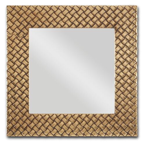 Margam Basket-Weave Wall Mirror, Antique Brass~P77655222