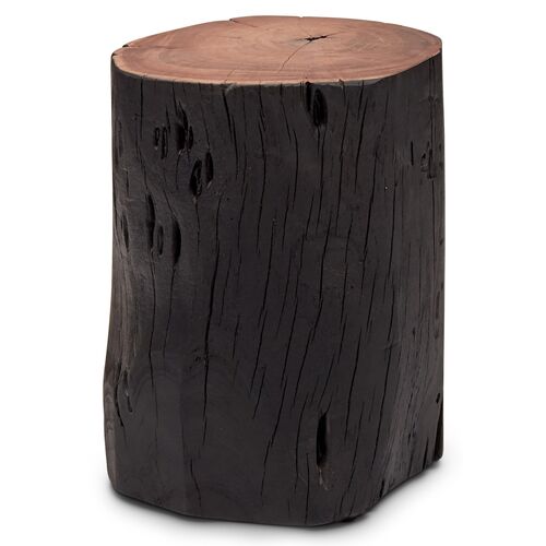 Solid Wood Wood Stump, Black~P77588022