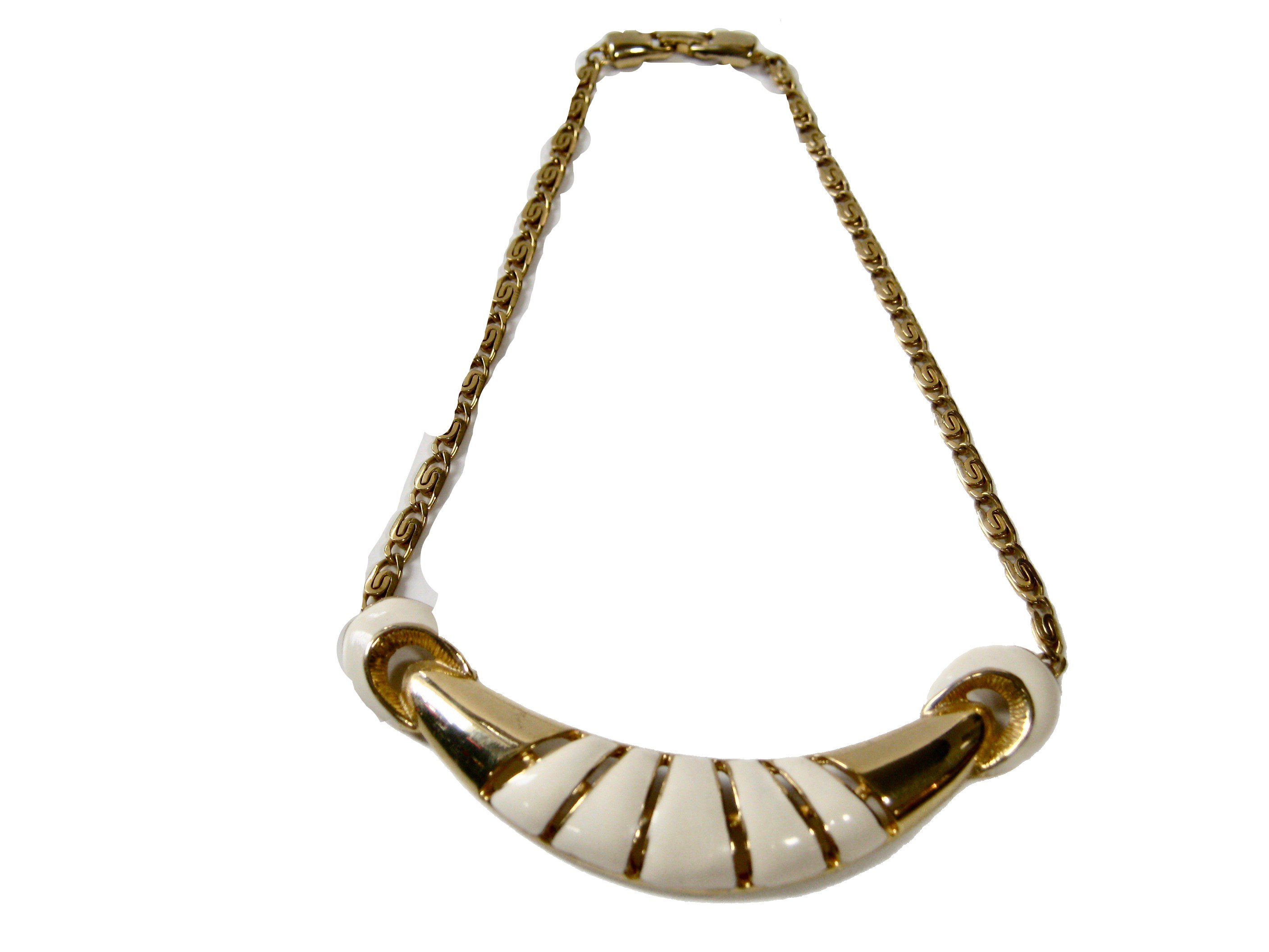 1980s Modernist Enamel & Gold Necklace~P77614441
