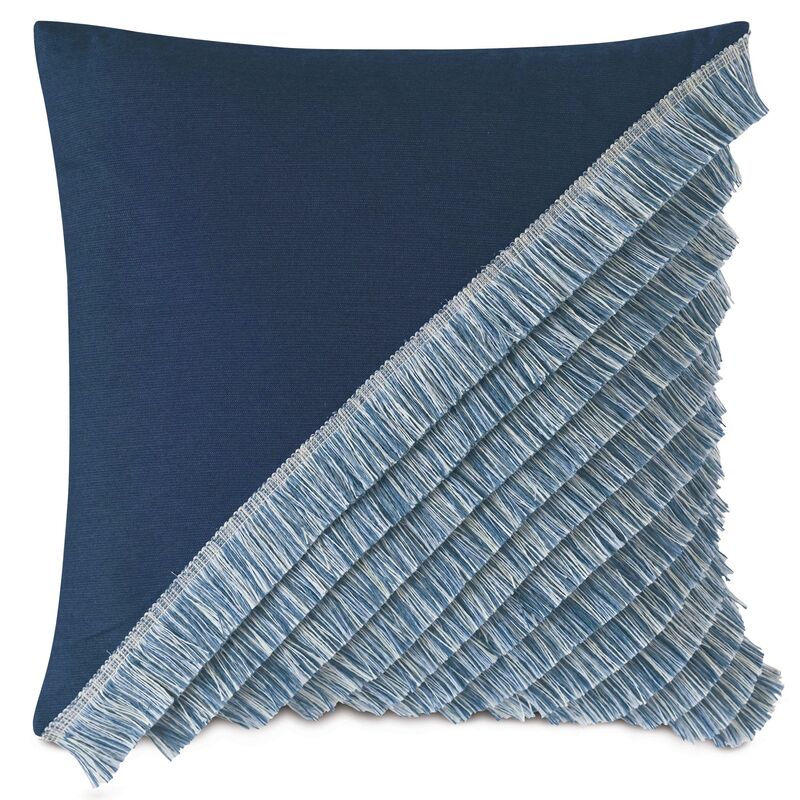 Mila 20x20 Outdoor Pillow, Indigo/Light Blue